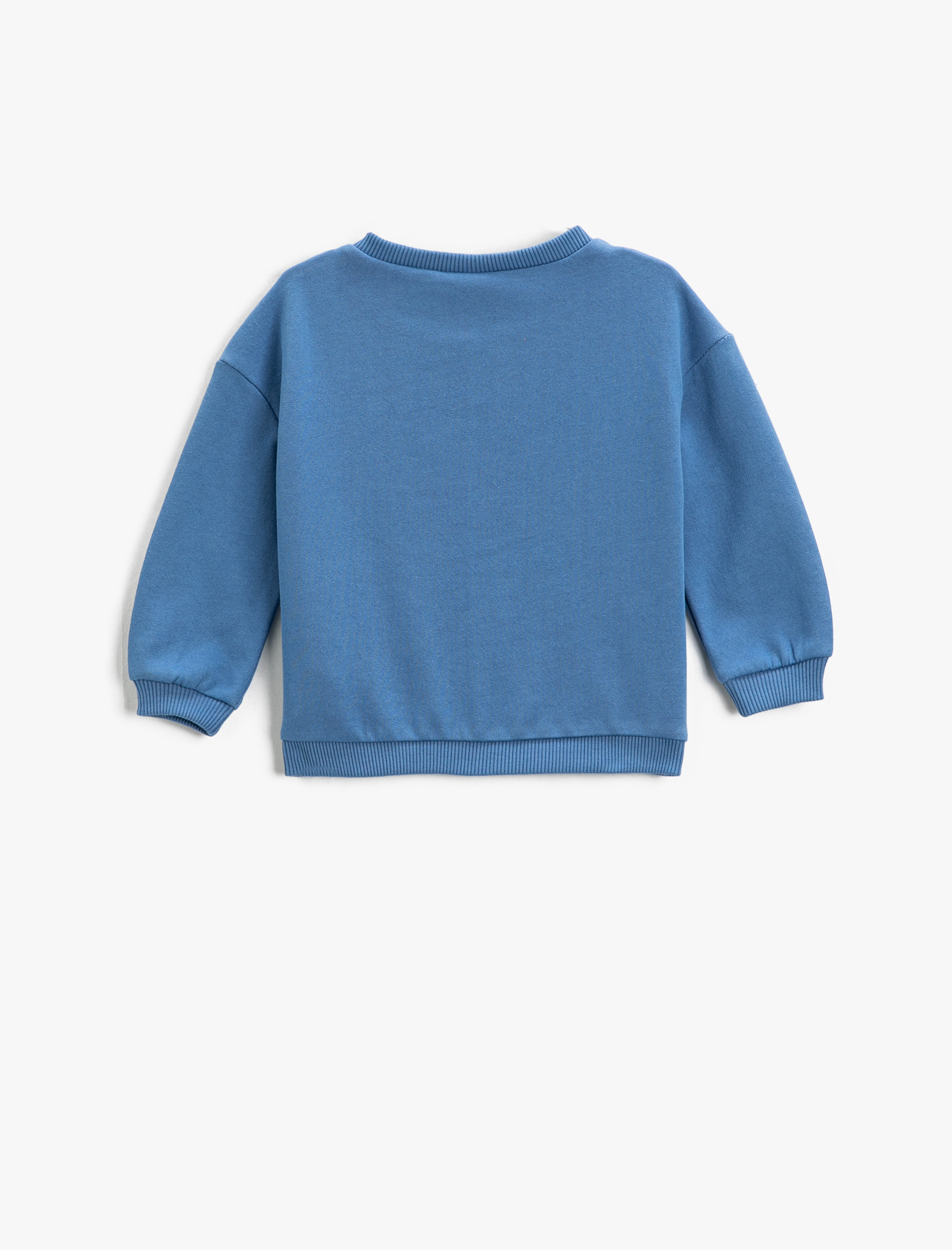  Erkek Bebek Peluş Aplike Detaylı Sweatshirt Bisiklet Yaka Uzun Kollu