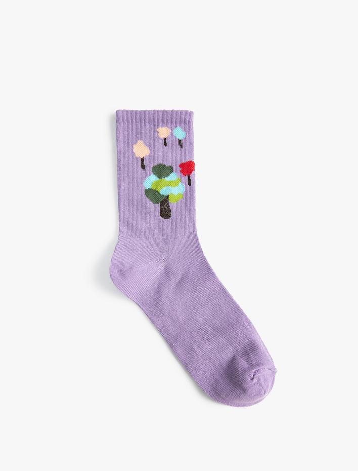 Kadın Ağaç Desenli Soket Çorap