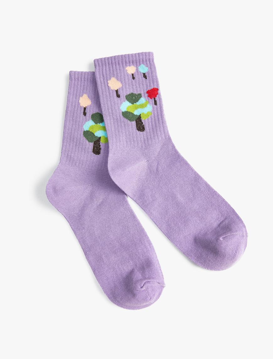  Kadın Ağaç Desenli Soket Çorap