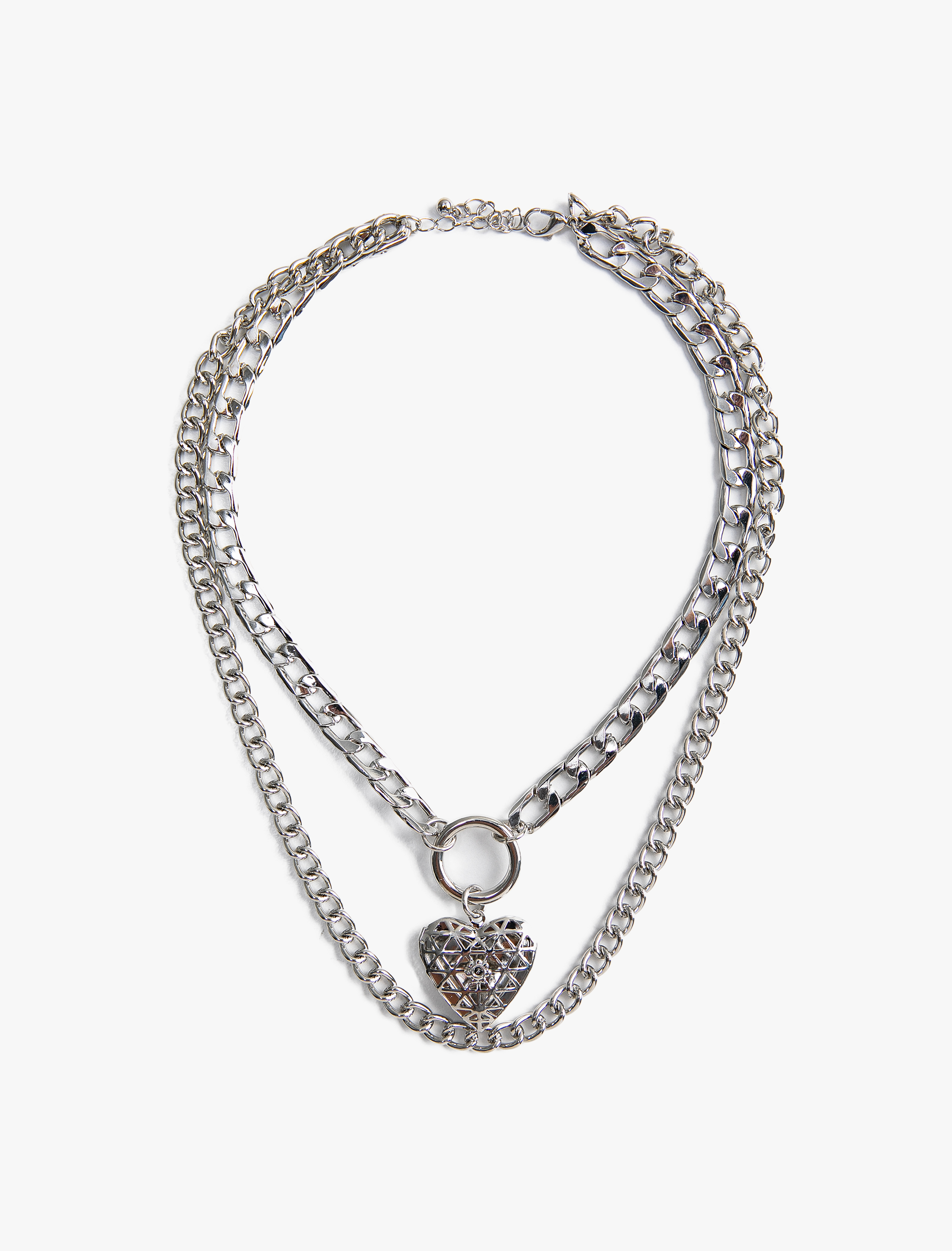  Kadın Kalp Şekilli Zincir Çelik Kolye