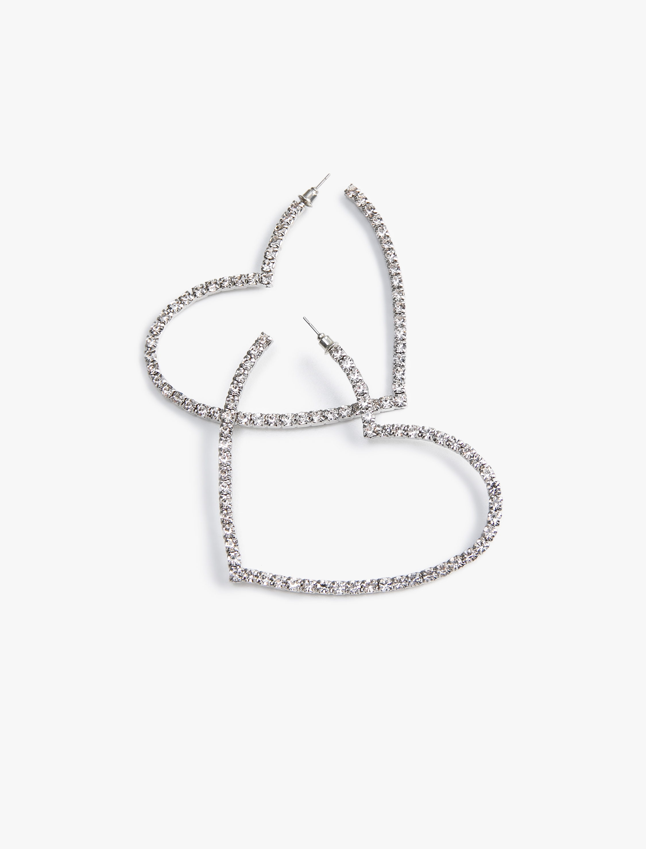 Kadın Kalp Şekilli Taşlı Büyük Küpe