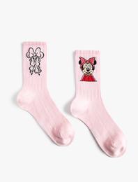 2'li Minnie Mouse Baskılı Çorap Seti Lisanslı