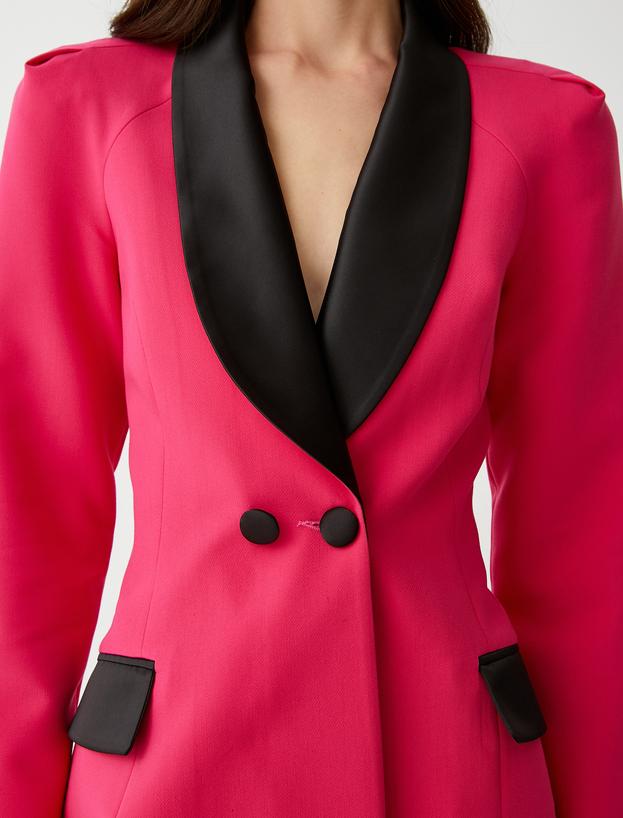   Rachel Araz X Koton - Saten Detaylı Kruvaze Ceket Elbise
