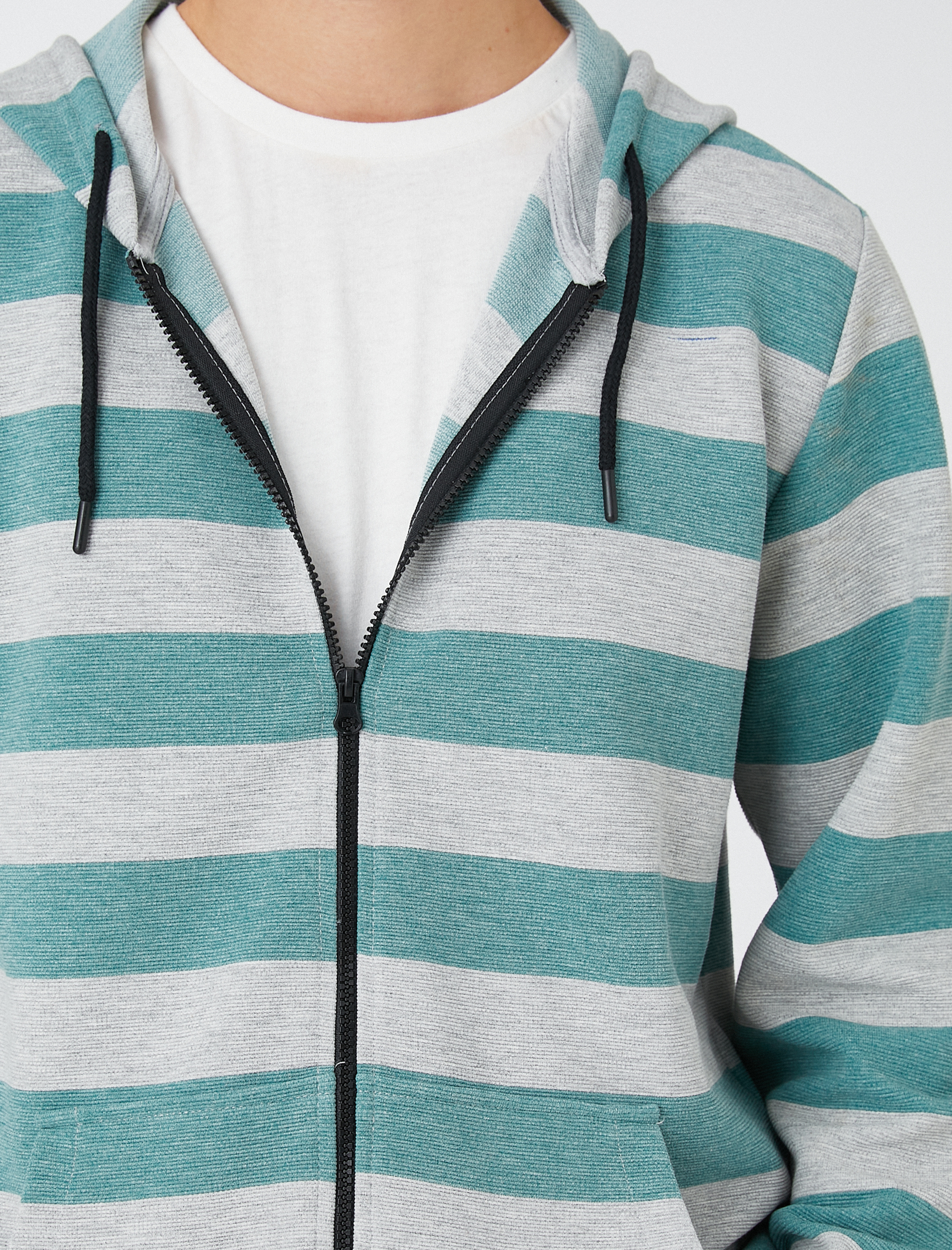   Basic Kapşonlu Sweatshirt Fermuarlı Cep Detaylı