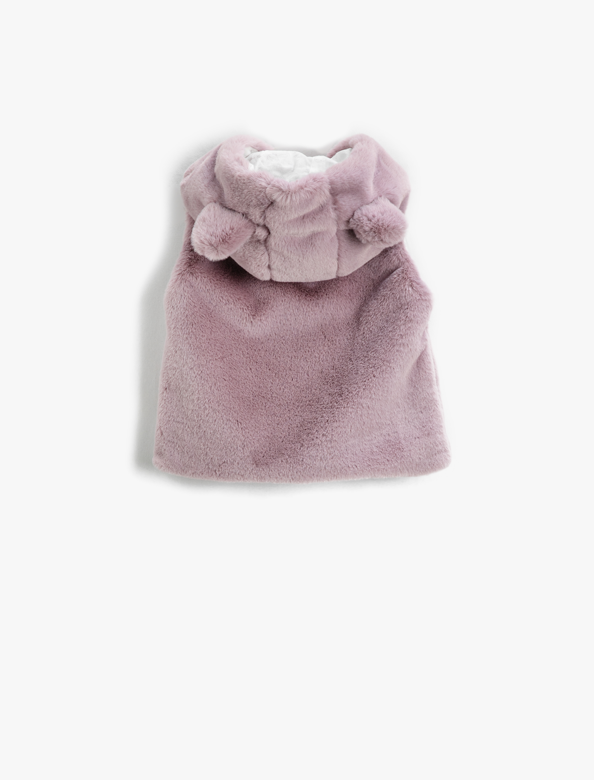  Kız Bebek Suni Kürk Kapşonlu Yelek Kulak Aplike Detaylı