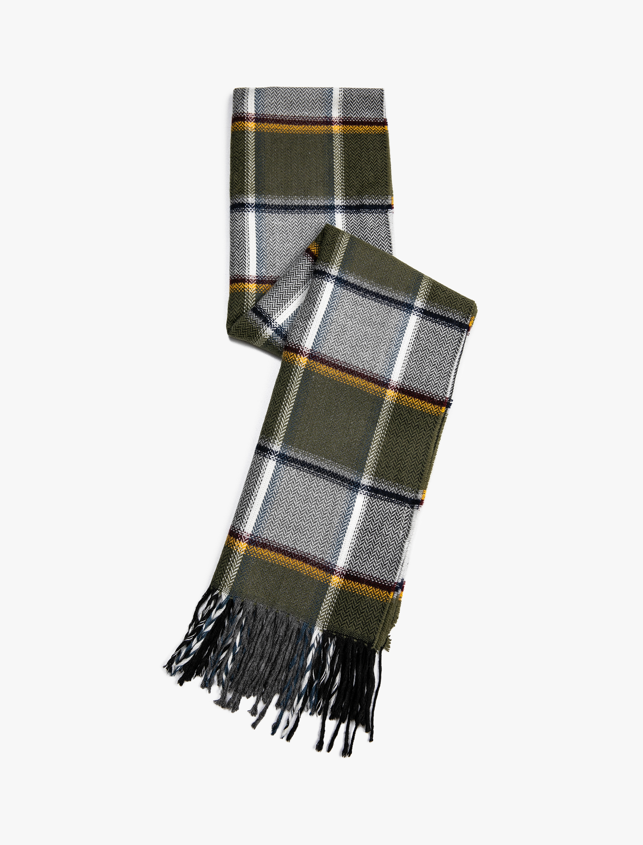  Erkek Basic Ekoseli Atkı Püskül Detaylı