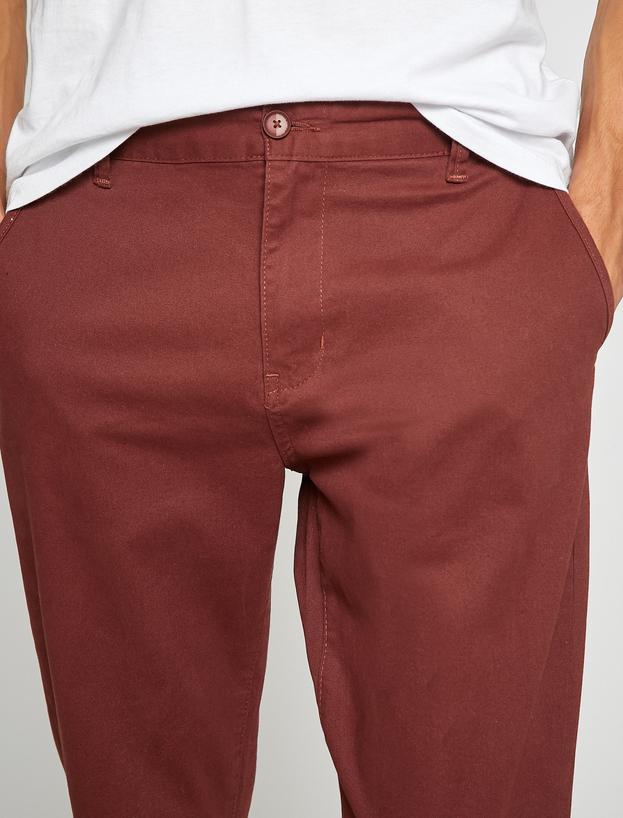   Basic Chino Pantolon Düğmeli Cep Detaylı