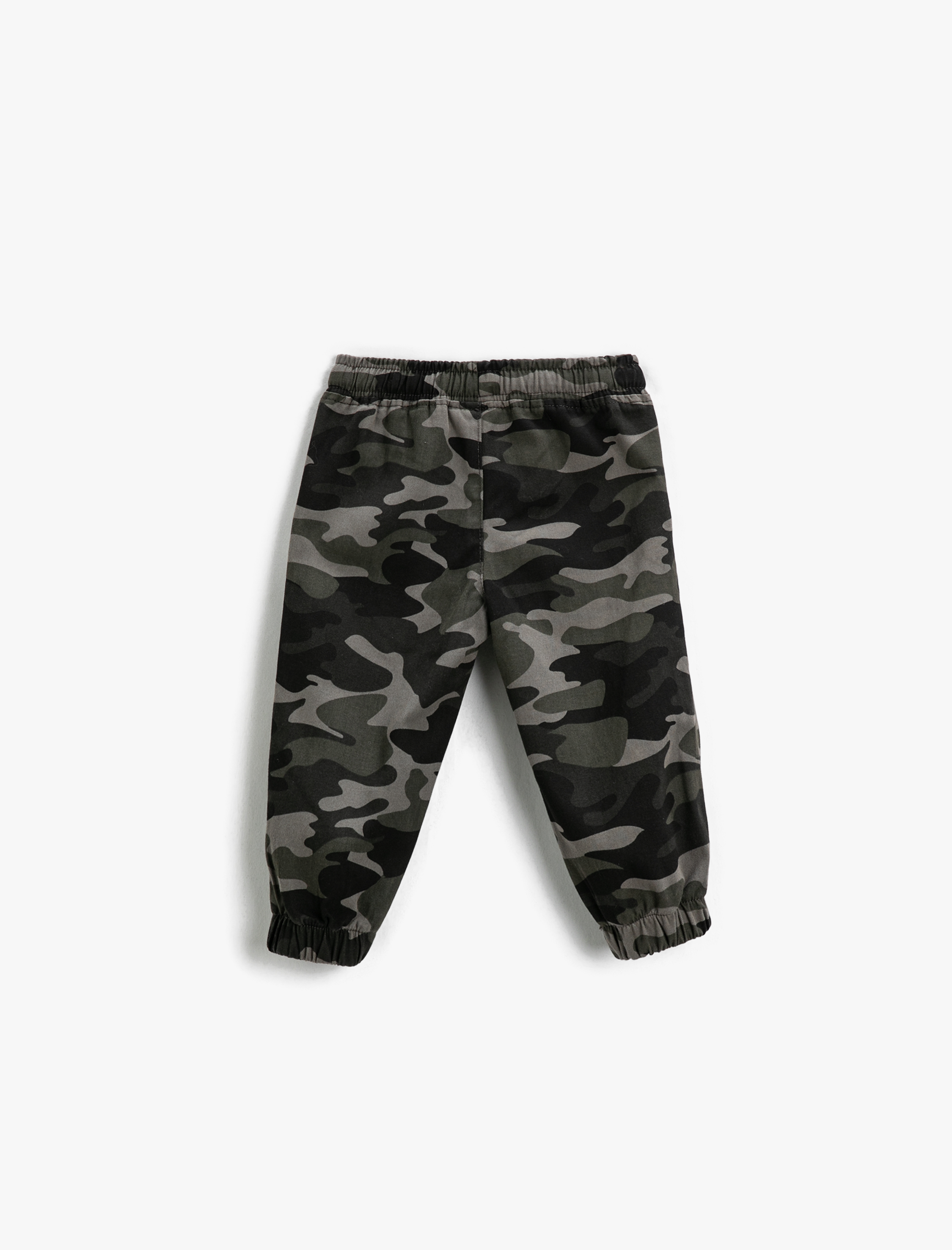  Erkek Bebek Jogger Pantolon Kamuflaj Desenli Beli Bağlamalı Cepli Pamuklu
