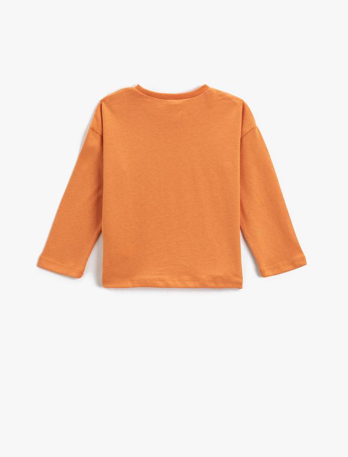 Erkek Bebek Hayvan Baskılı Uzun Kollu Tişört Bisiklet Yaka