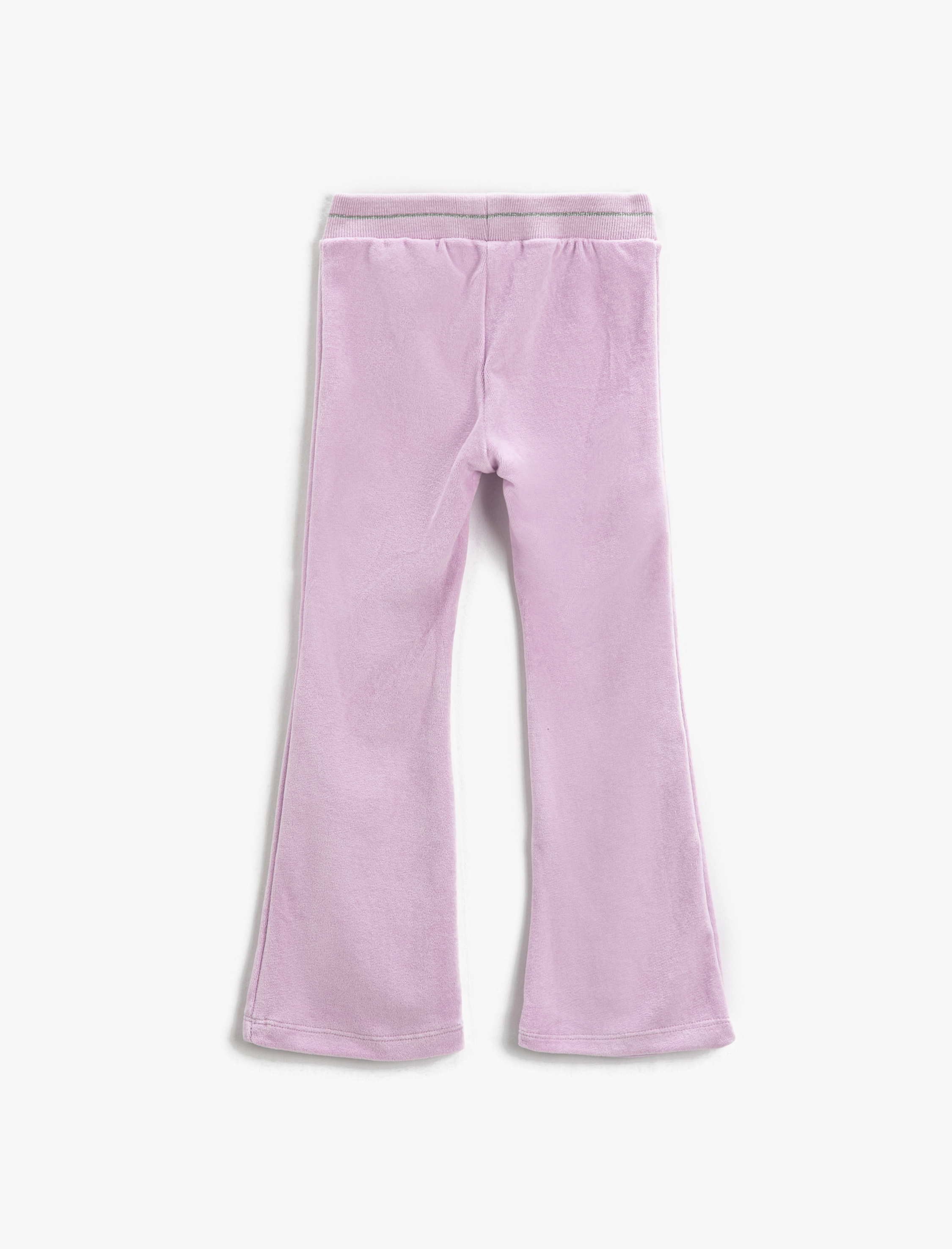  Kız Çocuk Kadife İspanyol Paça Eşofman Altı Beli Lastikli İşleme Detaylı