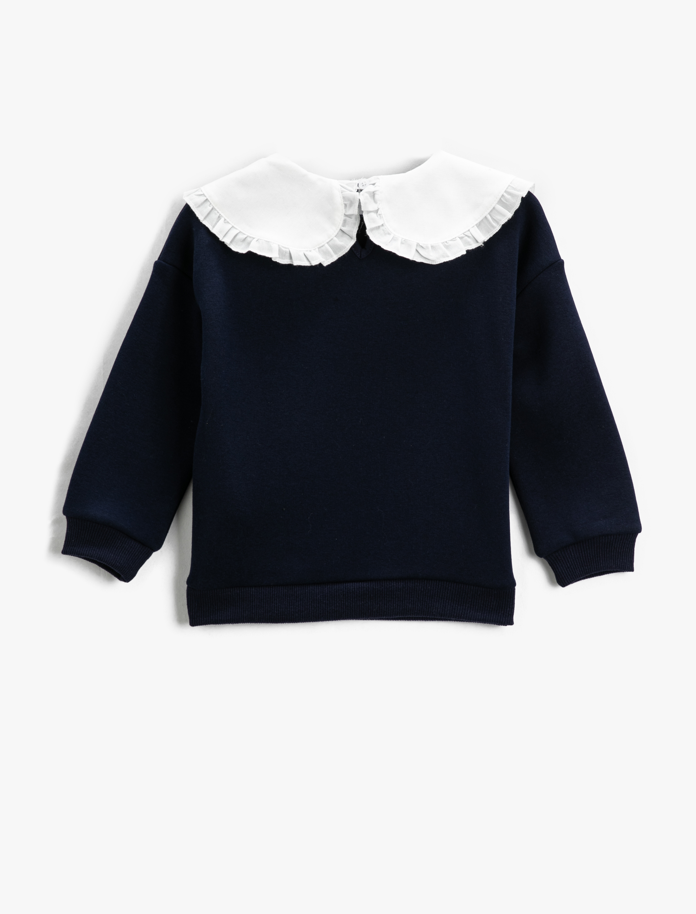  Kız Çocuk Geniş Bebe Yaka Ayıcık Baskılı Sweatshirt Uzun Kollu