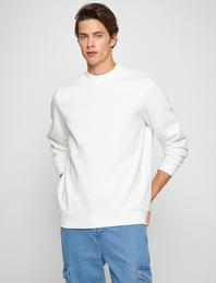 Basic Sweatshirt Şardonlu Yarım Balıkçı Yaka Uzun Kollu