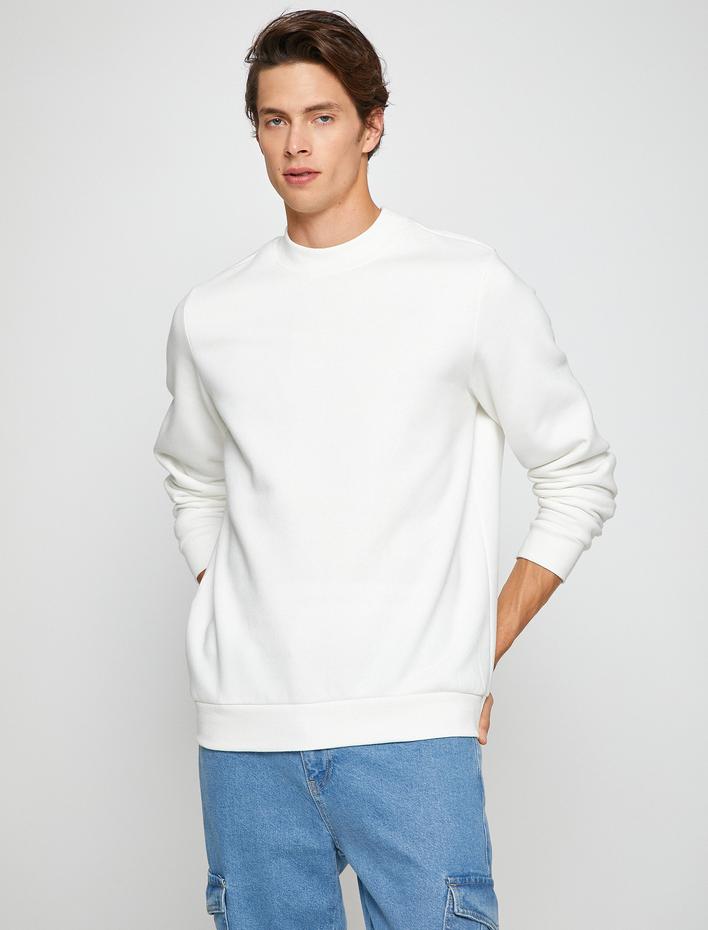  Basic Sweatshirt Şardonlu Yarım Balıkçı Yaka Uzun Kollu