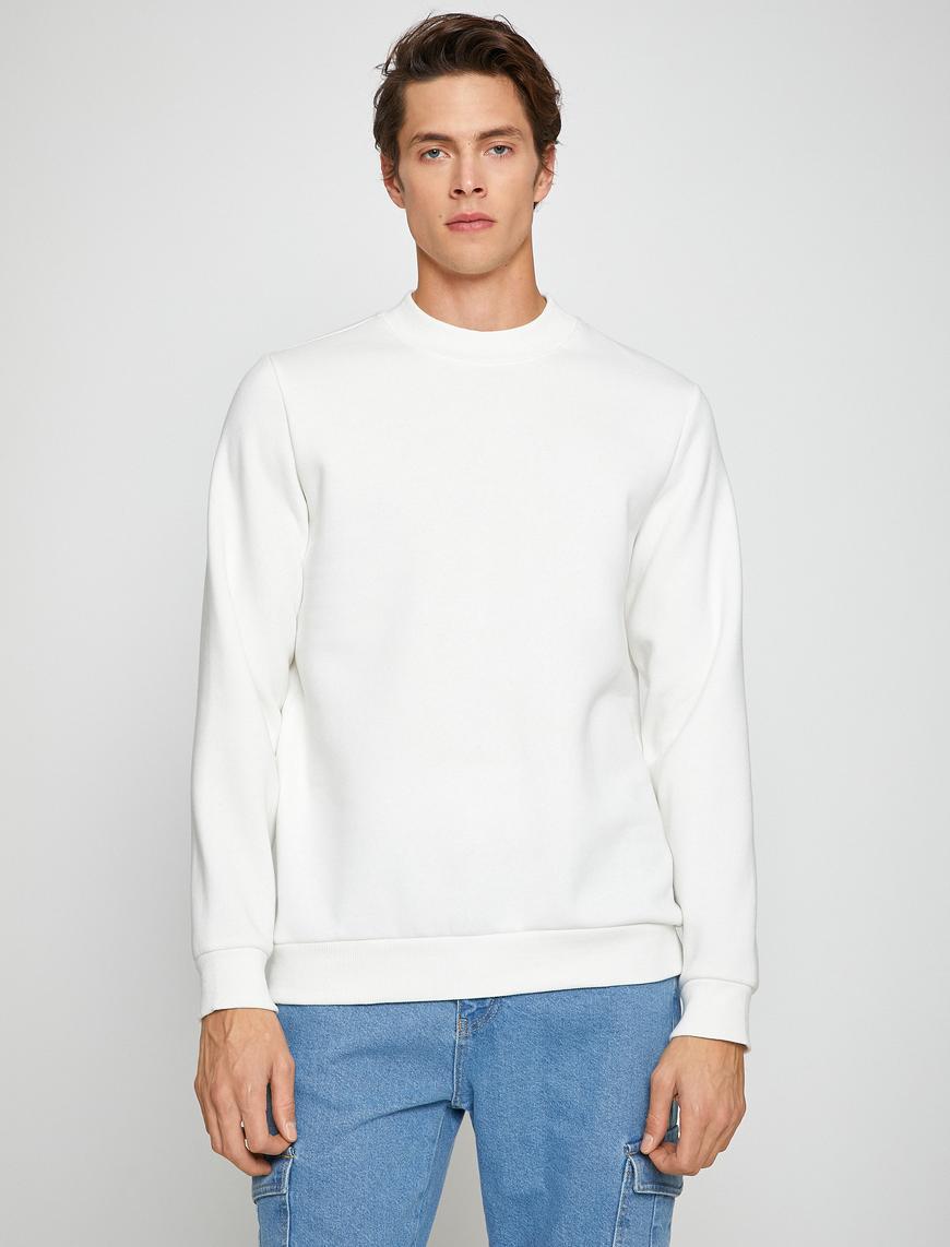   Basic Sweatshirt Şardonlu Yarım Balıkçı Yaka Uzun Kollu