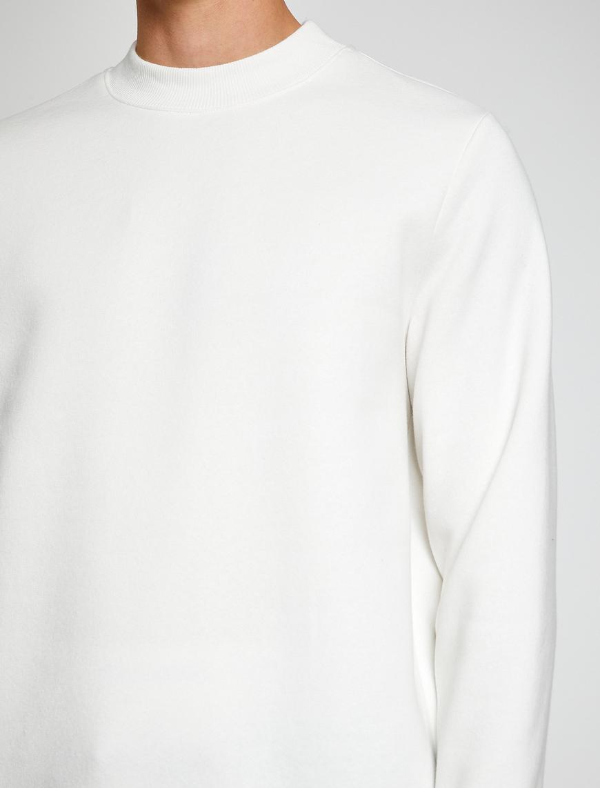   Basic Sweatshirt Şardonlu Yarım Balıkçı Yaka Uzun Kollu