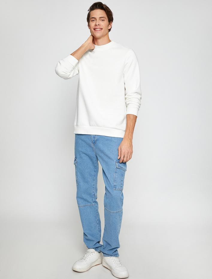  Basic Sweatshirt Şardonlu Yarım Balıkçı Yaka Uzun Kollu