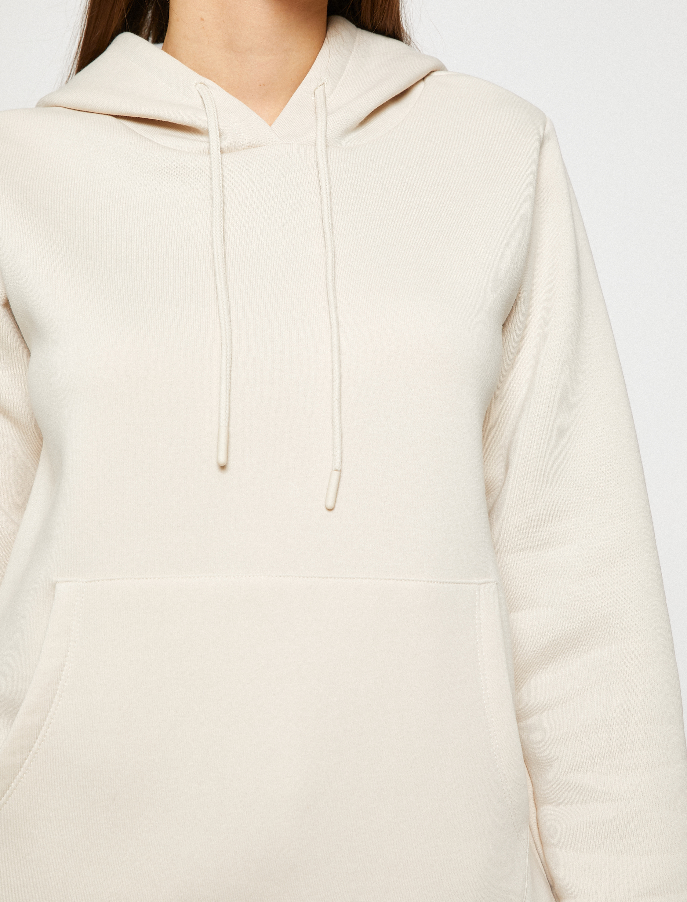   Şardonlu Kapüşonlu Sweatshirt Kanguru Cepli Uzun Kollu