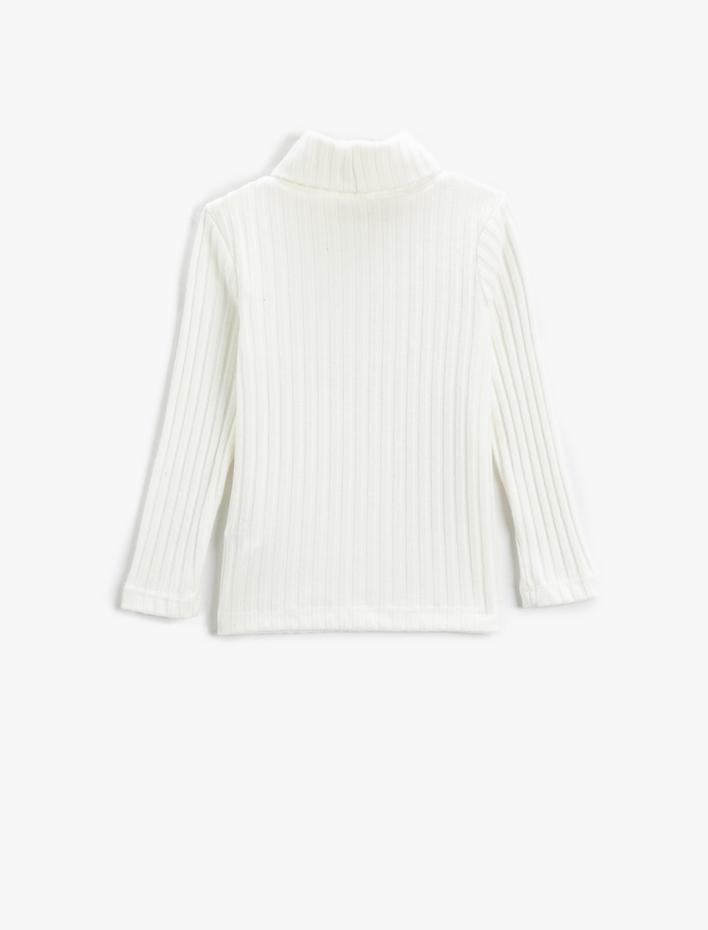 Kız Çocuk Basic Balıkçı Yaka Tişört Uzun Kollu Ribanalı Yumuşak Dokulu