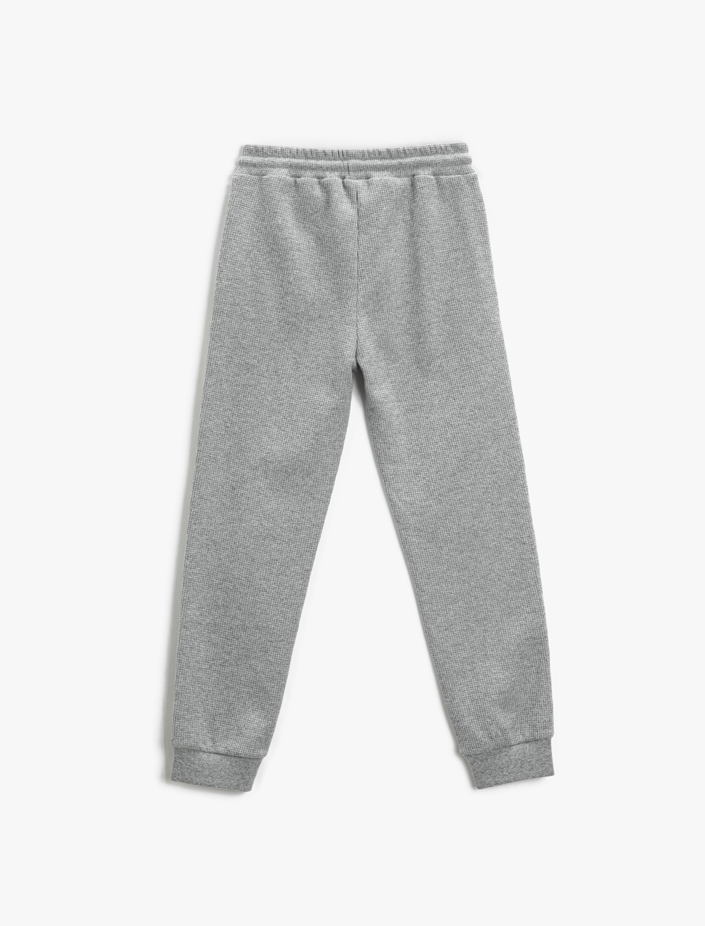  Erkek Çocuk Basic Jogger Eşofman Altı Beli Bağlamalı Cepli Gofre Dokulu