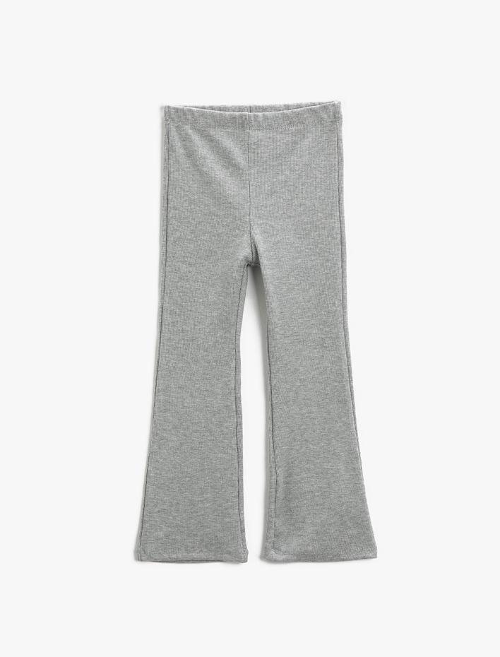 Kız Çocuk Basic İspanyol Paça Pantolon Ribanalı Beli Lastikli