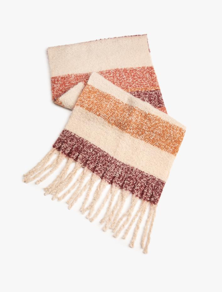 Kadın Yumuşak Püsküllü Çok renkli  Atkı