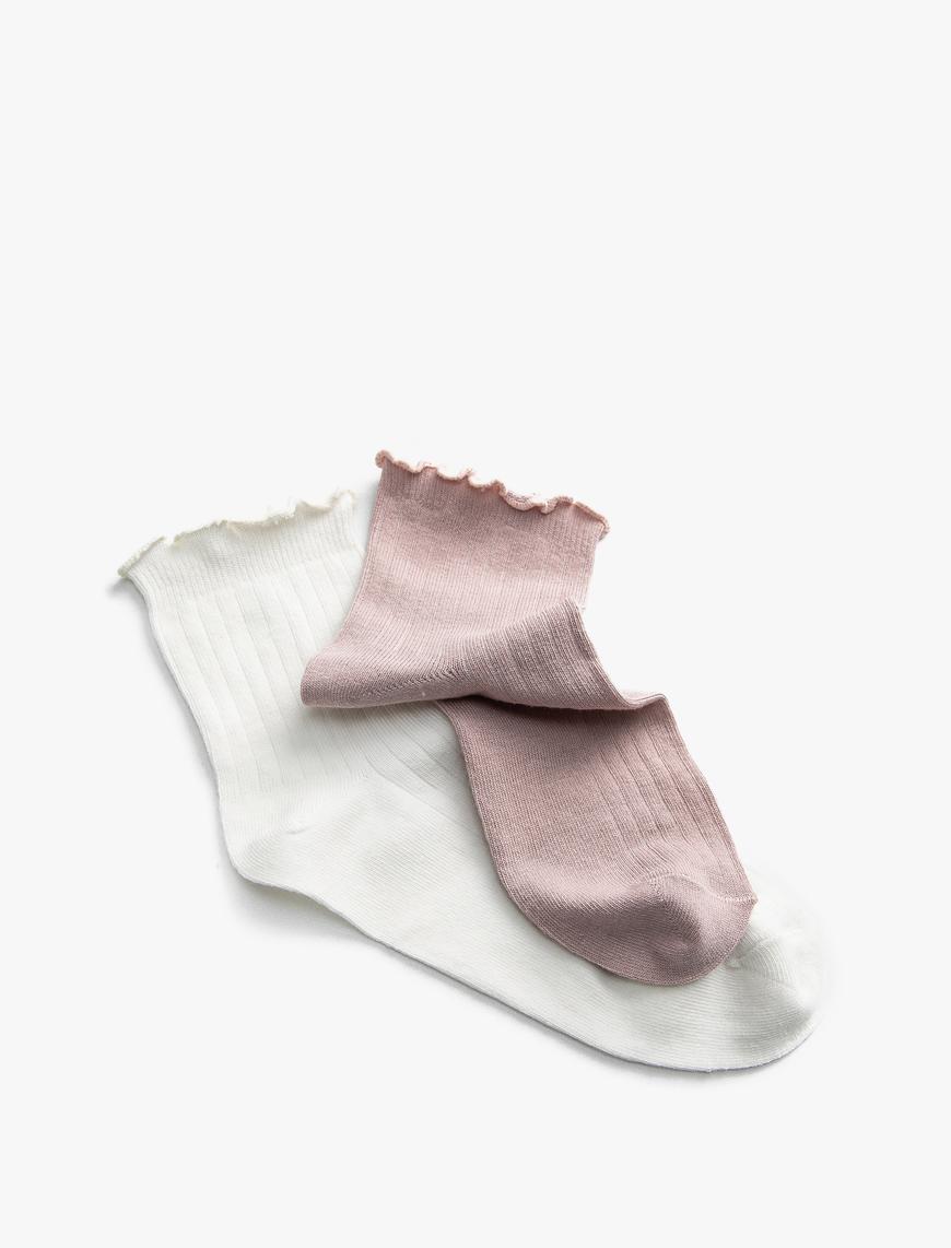  Kadın Basic 2'li Soket Çorap Seti Fırfır Detaylı