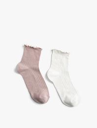 Basic 2'li Soket Çorap Seti Fırfır Detaylı