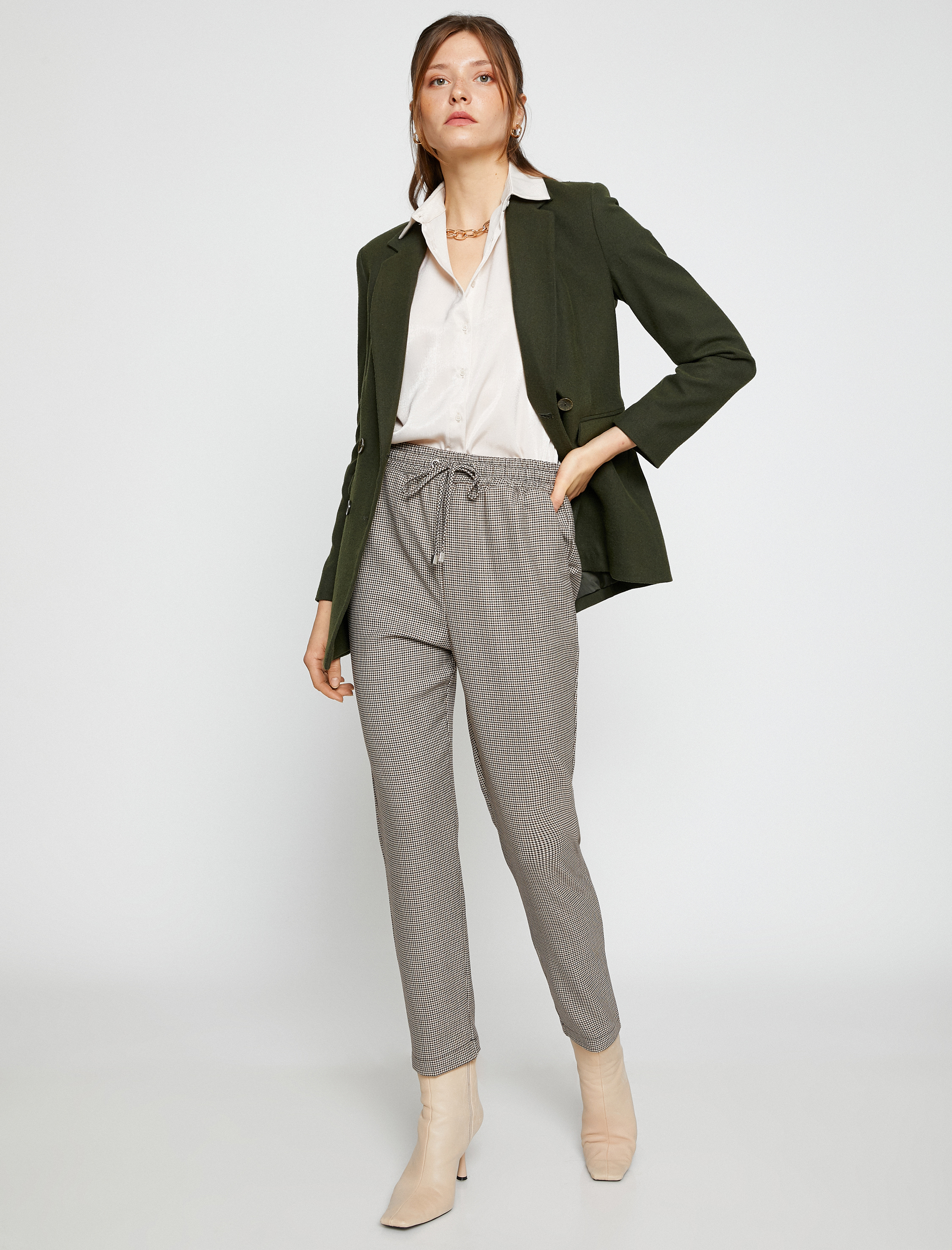   Havuç Pantolon Beli Bağlamalı Cepli