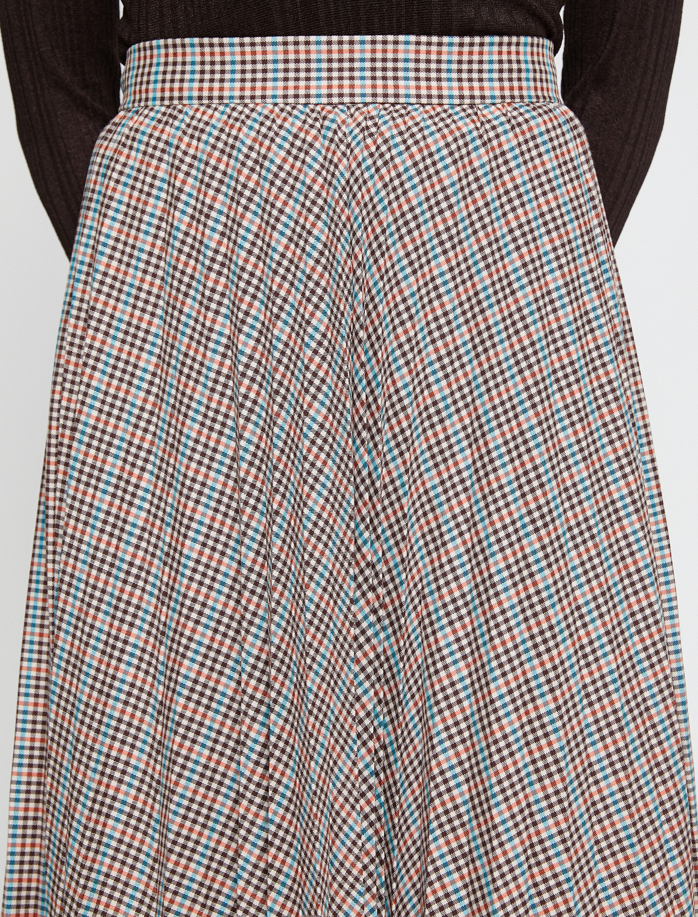   Ekoseli Piliseli Midi Etek