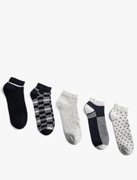 5'li Patik Çorap Seti Geometrik Desenli
