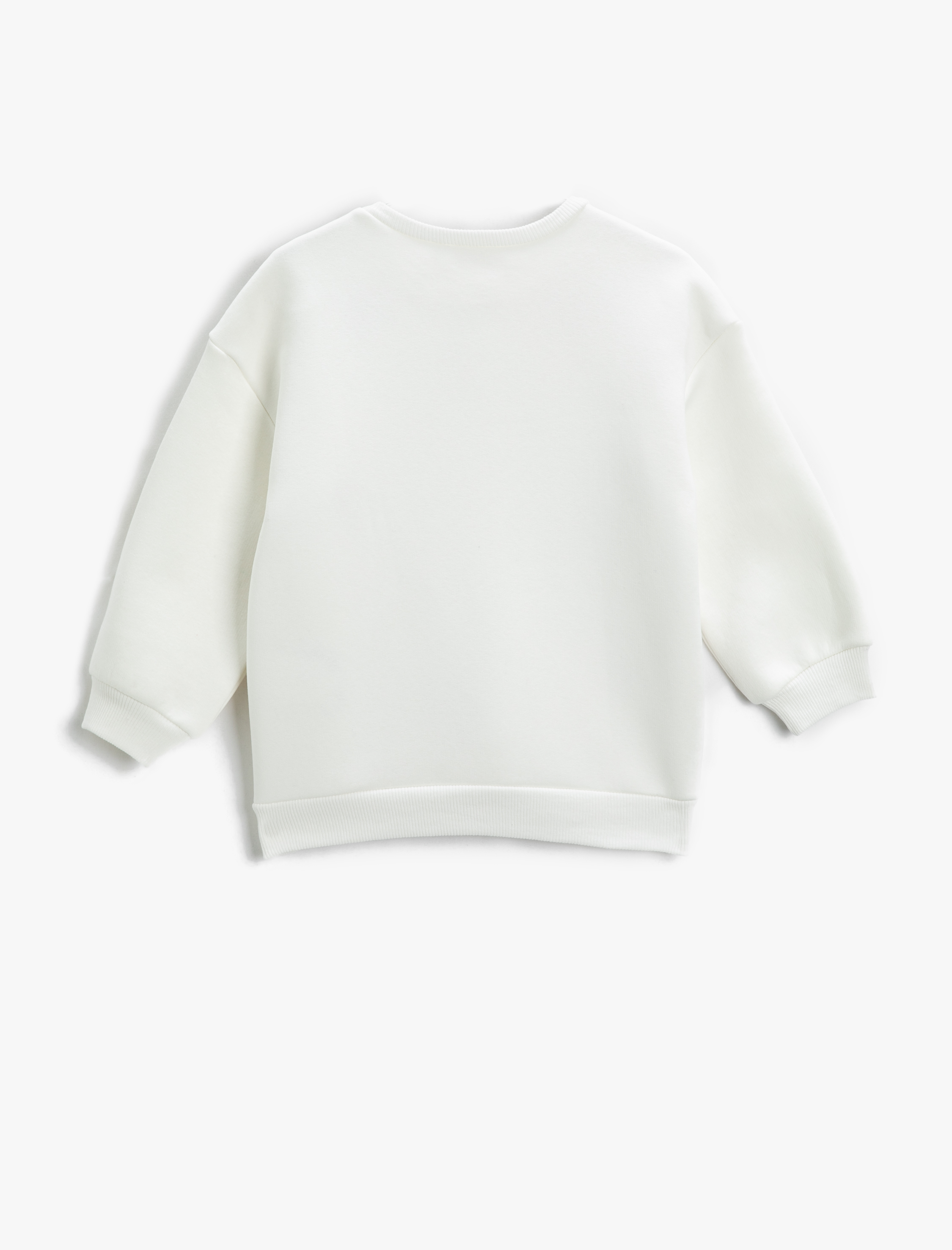  Kız Çocuk Çiçek Baskılı Sweatshirt Uzun Kollu Bisiklet Yaka Şardonlu