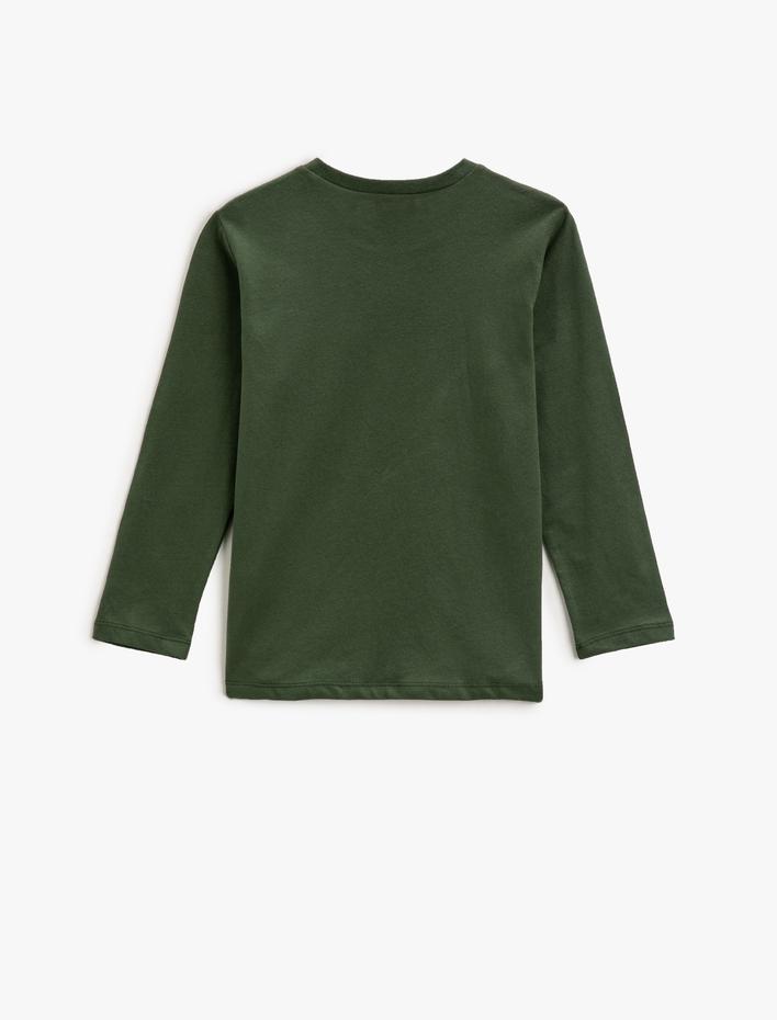 Erkek Çocuk Basketbol Baskılı Uzun Kollu Tişört Bisiklet Yaka