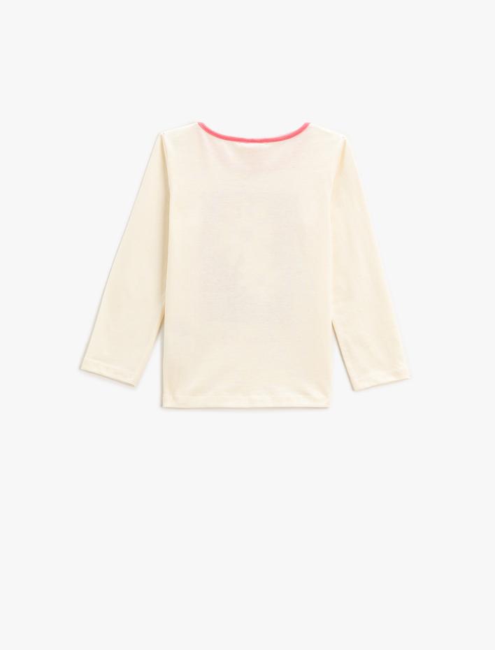 Kız Bebek Papatya Baskılı Uzun Kollu Tişört Bisiklet Yaka Pamuklu