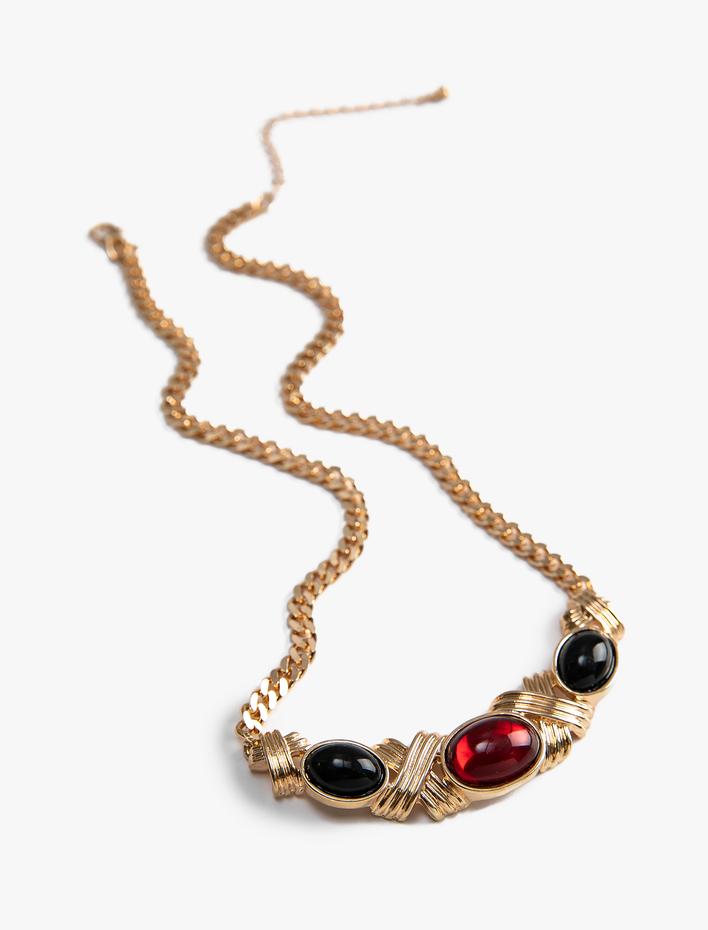 Kadın Melis Ağazat X Koton - Renkli Taşlı Zincir Kolye