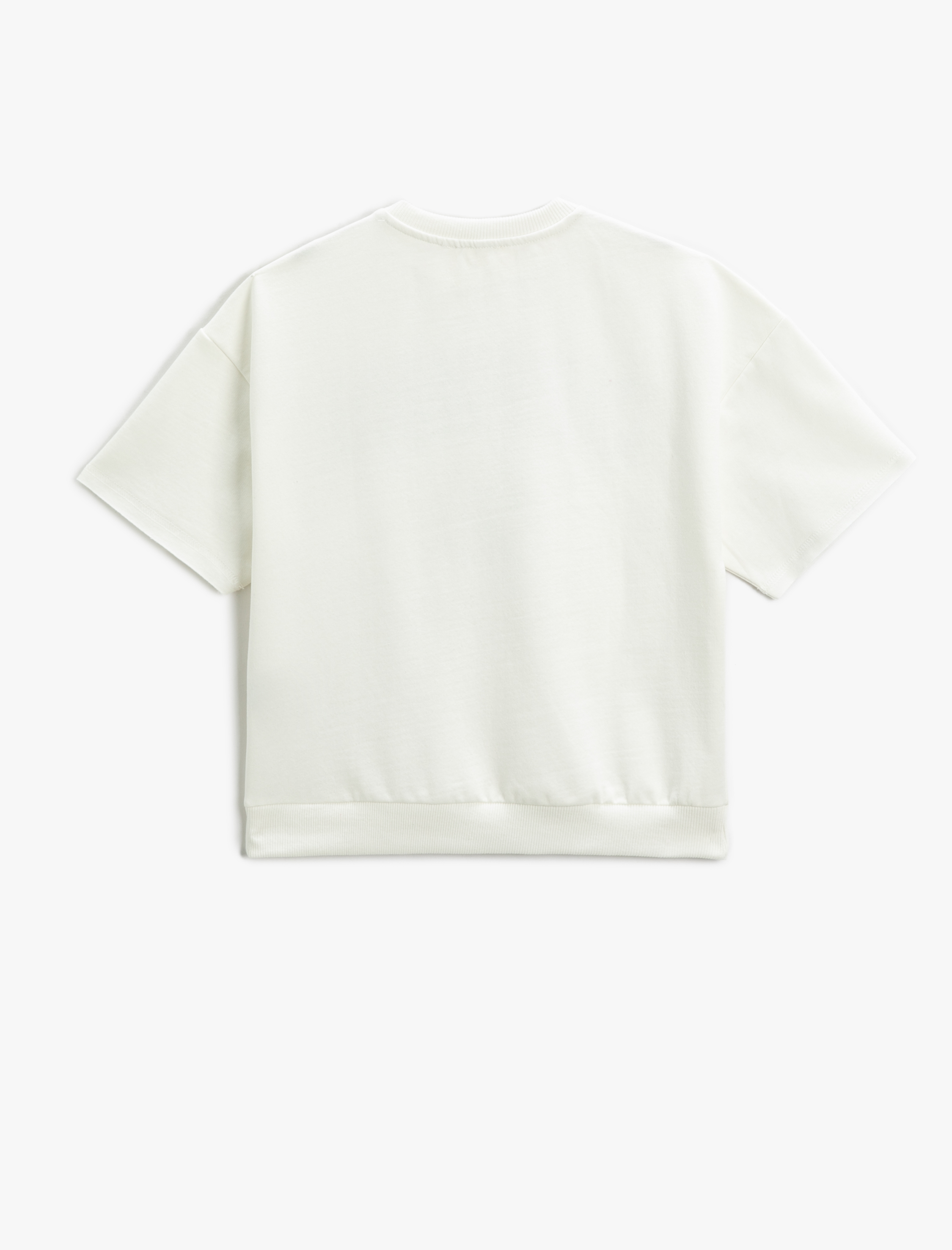  Erkek Çocuk California Baskılı Kısa Kollu Sweatshirt Bisiklet Yaka