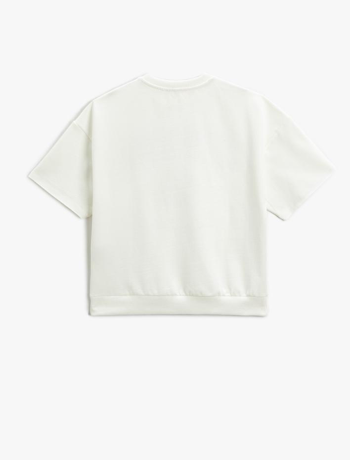 Erkek Çocuk California Baskılı Kısa Kollu Sweatshirt Bisiklet Yaka