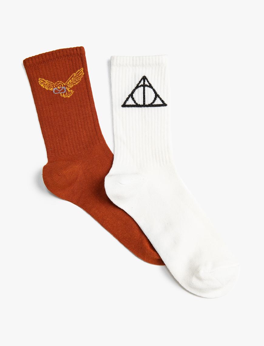  Kız Çocuk 2'li Harry Potter Baskılı Çorap Lisanslı