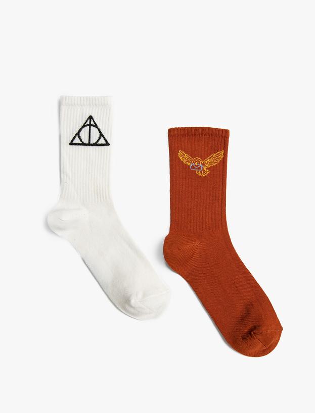Kız Çocuk 2'li Harry Potter Baskılı Çorap Lisanslı