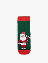 Yılbaşı Temalı Havlu Çorap Noel Baba Baskılı