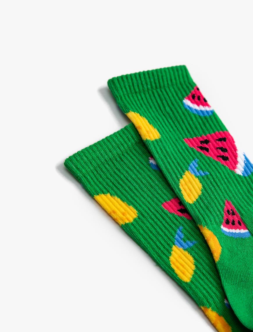  Kadın Meyve Desenli Soket Çorap