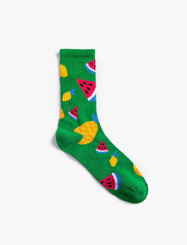 Kadın Meyve Desenli Soket Çorap