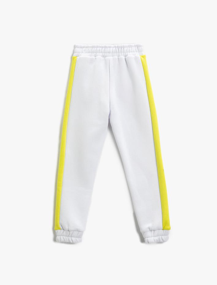 Kız Çocuk Jogger Eşofman Altı Renk Kontrastlı Cepli Etiket Detaylı Beli Lastikli Şardonlu