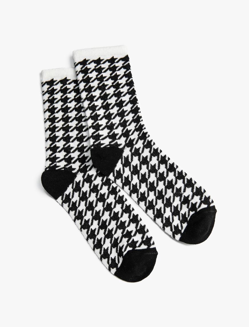  Kadın Kazayağı Desenli Soket Çorap - Rachel Araz X Koton