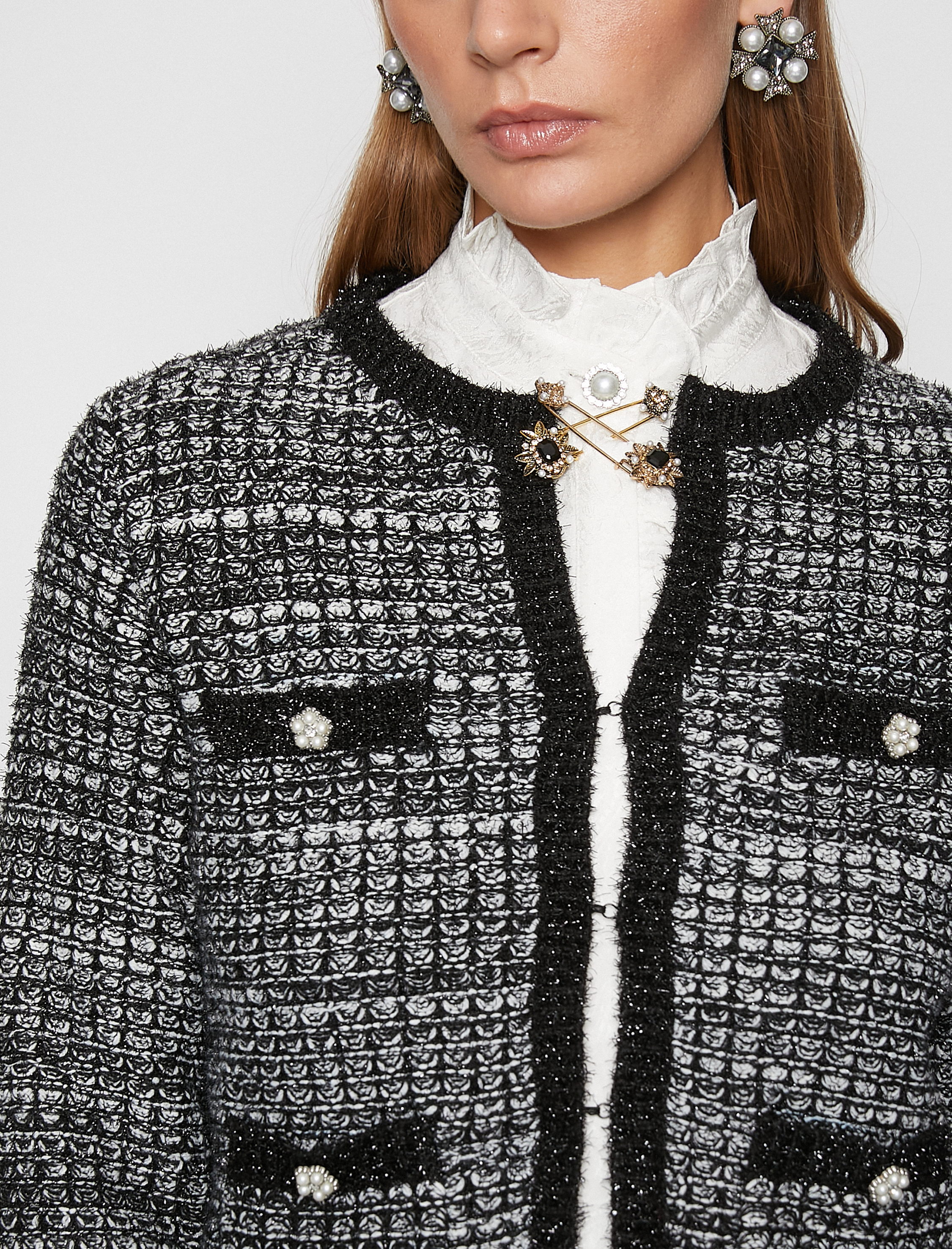   Melis Ağazat X Koton - İnci Detaylı Tüvit Ceket