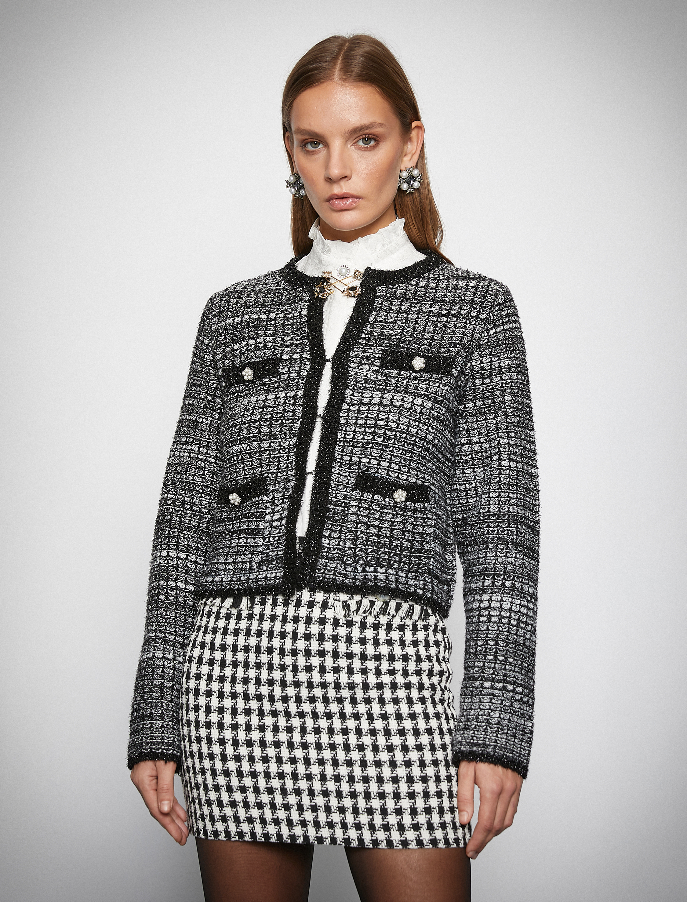   Melis Ağazat X Koton - İnci Detaylı Tüvit Ceket