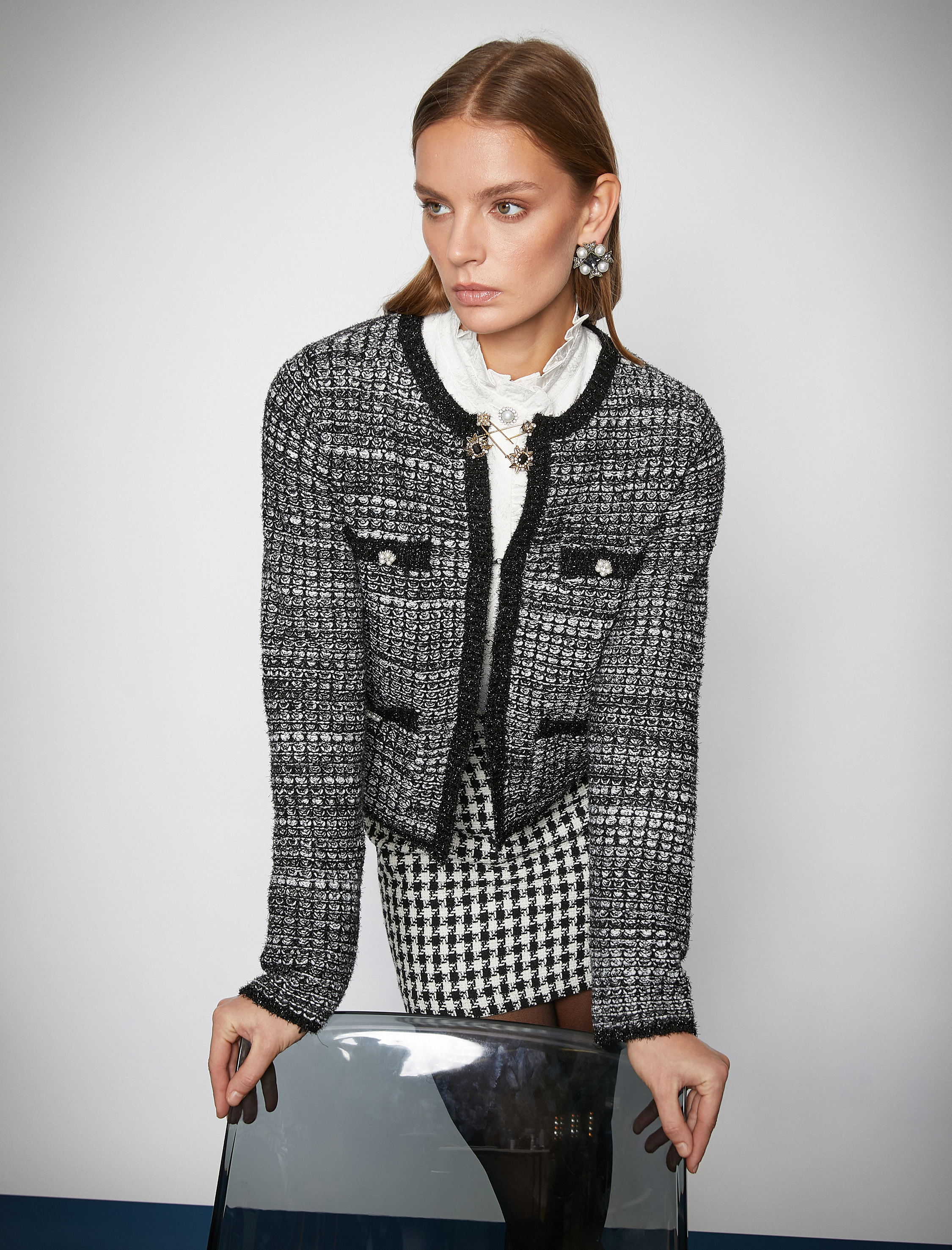   Melis Ağazat X Koton - İnci Detaylı Tüvit Ceket