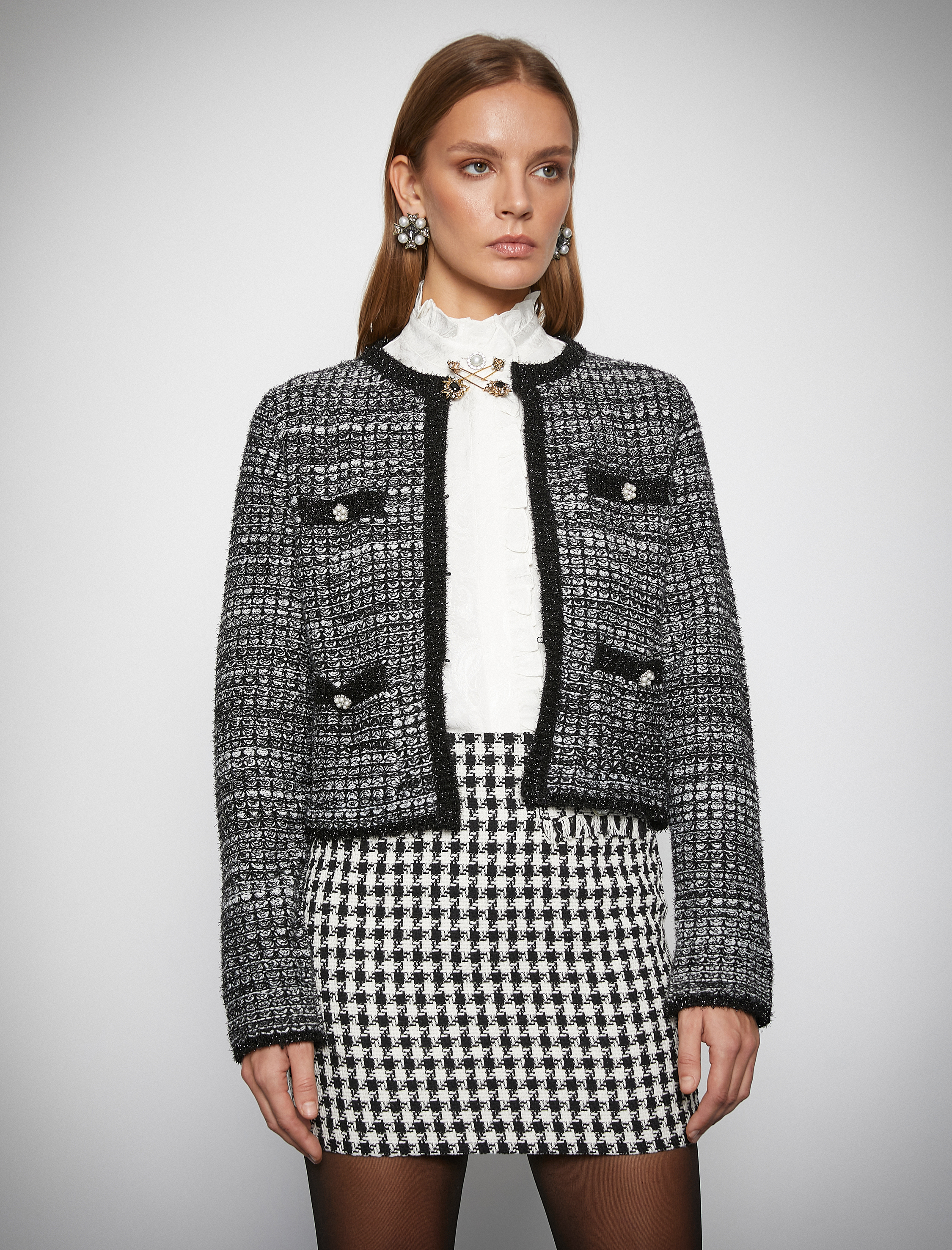   Melis Ağazat X Koton - İnci Detaylı Tüvit Ceket