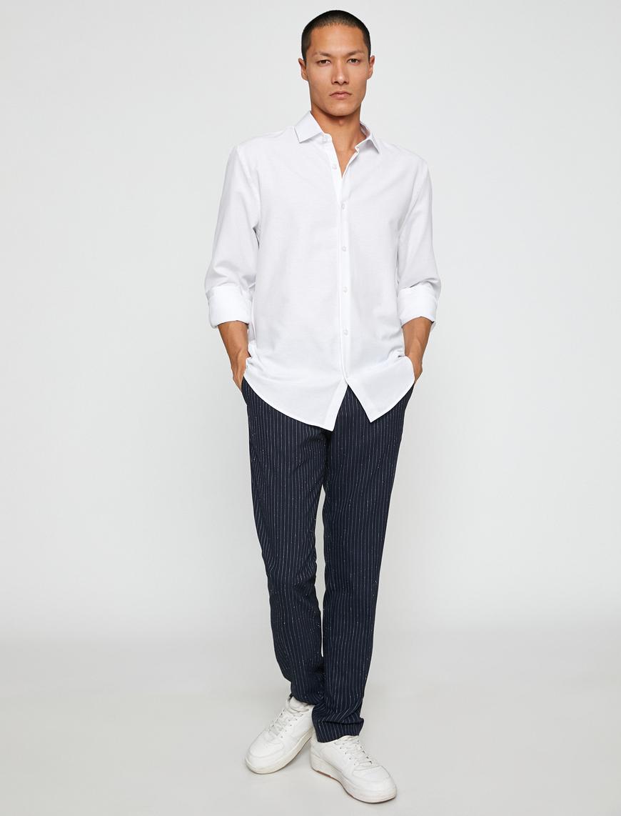   Spor Gömlek Slim Fit Klasik Yaka Uzun Kollu Non Iron