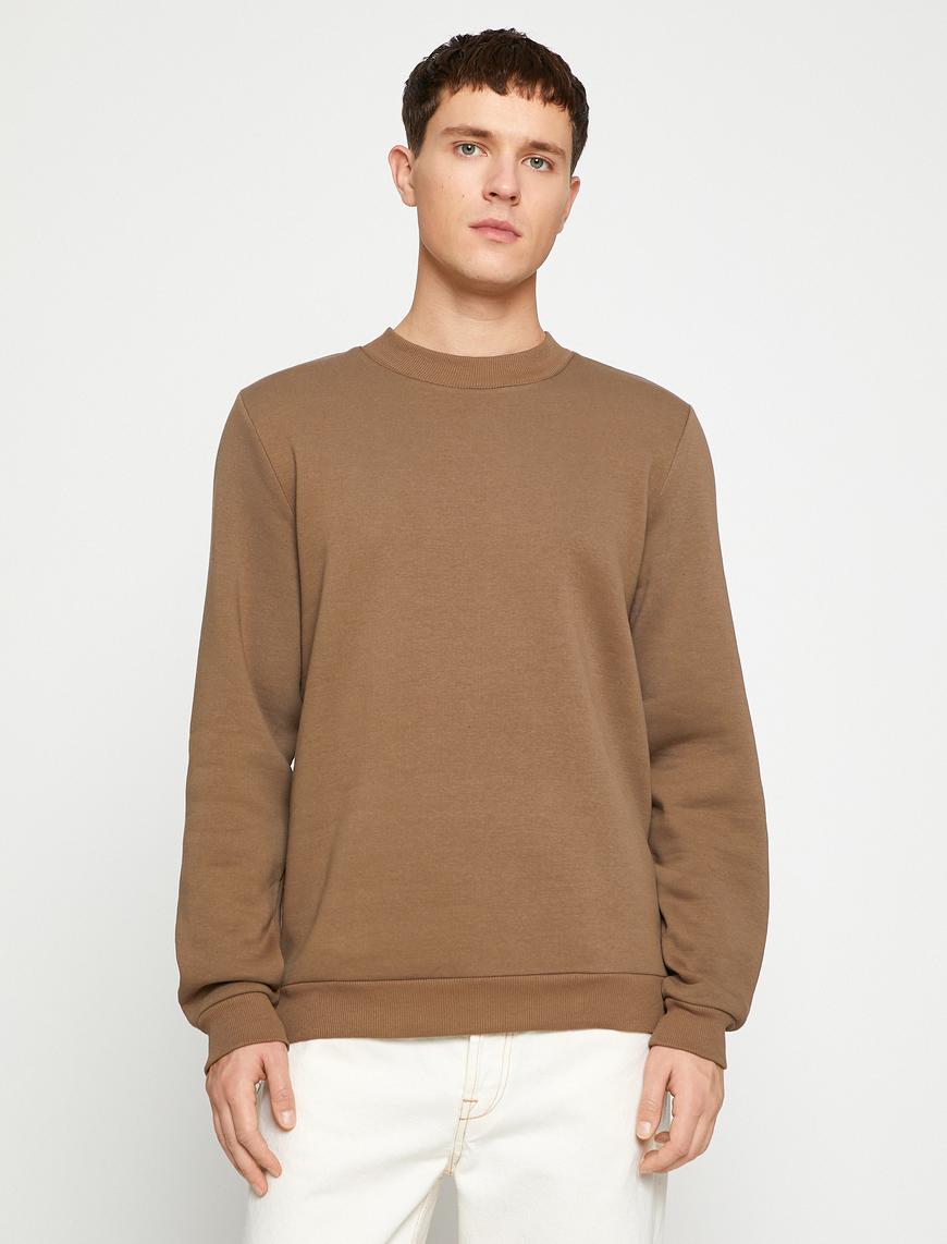   Basic Sweatshirt Şardonlu Yarım Balıkçı Yaka Uzun Kollu