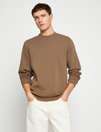 Basic Sweatshirt Şardonlu Yarım Balıkçı Yaka Uzun Kollu